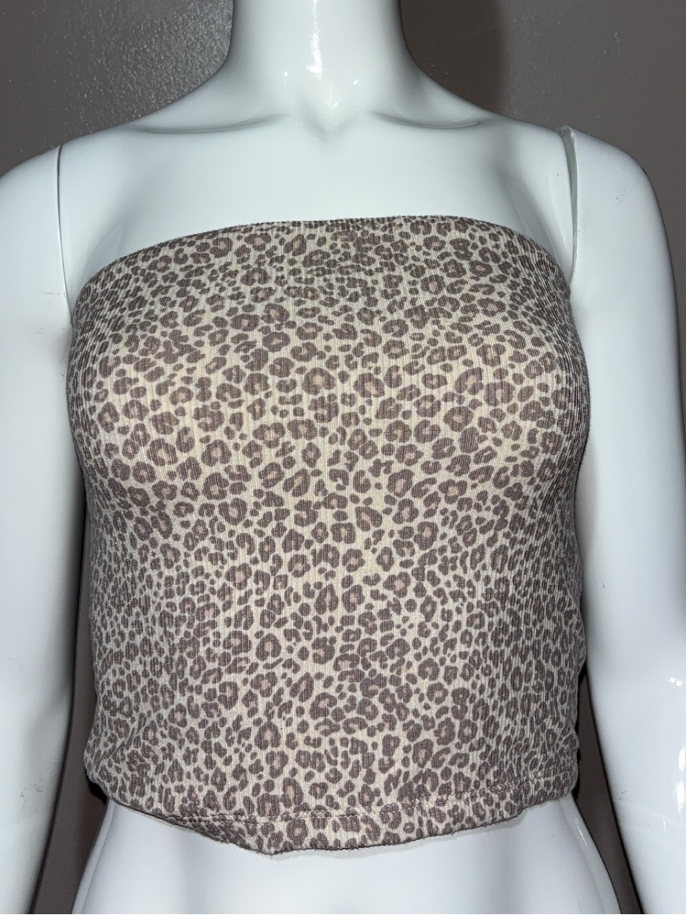 American Eagle Outfitters Beige Leopard Print Strapless Tube Top